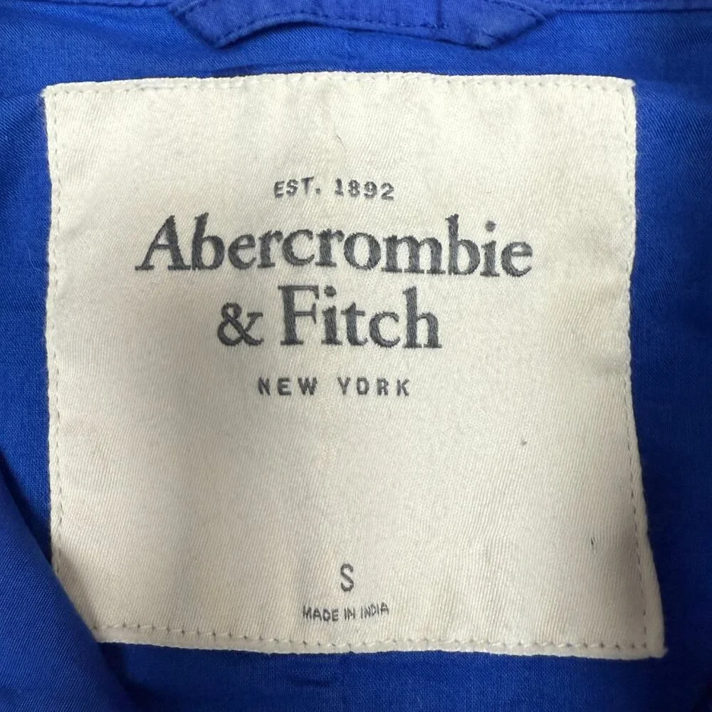 Women's ABERCROMBIE &‎ FITCH Canvas Zip-Up Bomber Jacket Blue | Size S